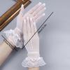 1Pair Soft Ruffle Lace Mittens Full Finger Thin Fishnet Mesh Gloves Mesh Hollow Out Lolita Lace Gloves