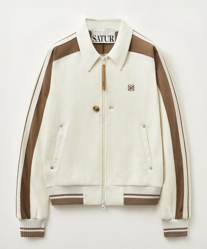 Satur Rawton Collar Track Zip-Up Jacket Resort Cream