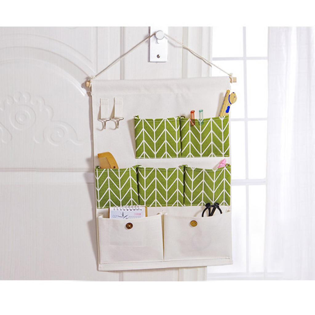Storage And Cleaning Seven Pocket Storage Bag, Cotton And Linen Miscellaneous Hanging Bag