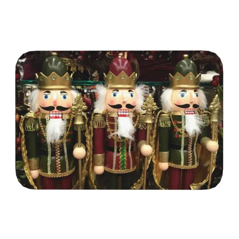 Nutcracker Doll Floor Door Kitchen Bath Mats Anti-Slip Indoor Christmas Soldier Toy Doormat Garage Entrance Rug Carpet Footpad
