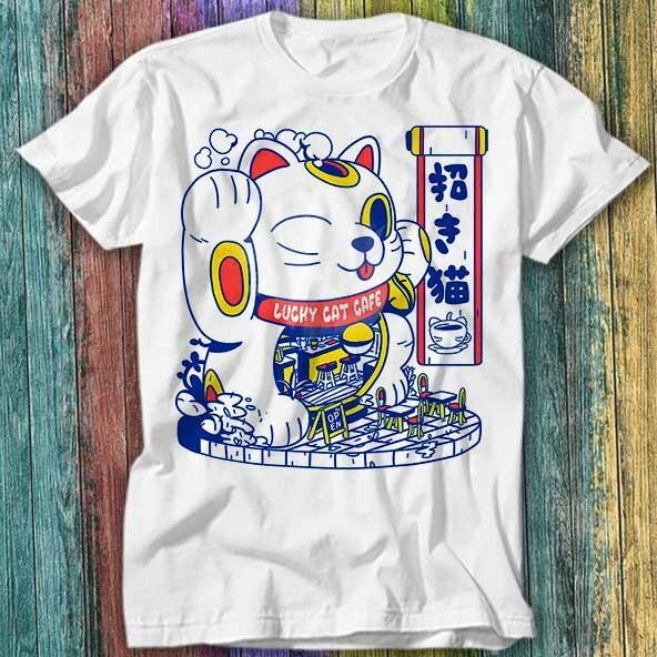 

Maneki Neko Lucky Cat Fortune Reading Star Happiness Wealth T Shirt Top Tee 264 XL