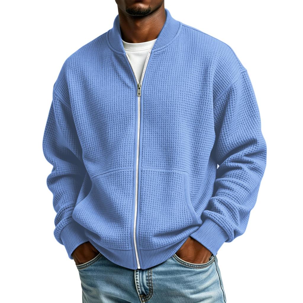 Herren Farbe Langarm Reißverschluss Strickjacke Lässige Jacke