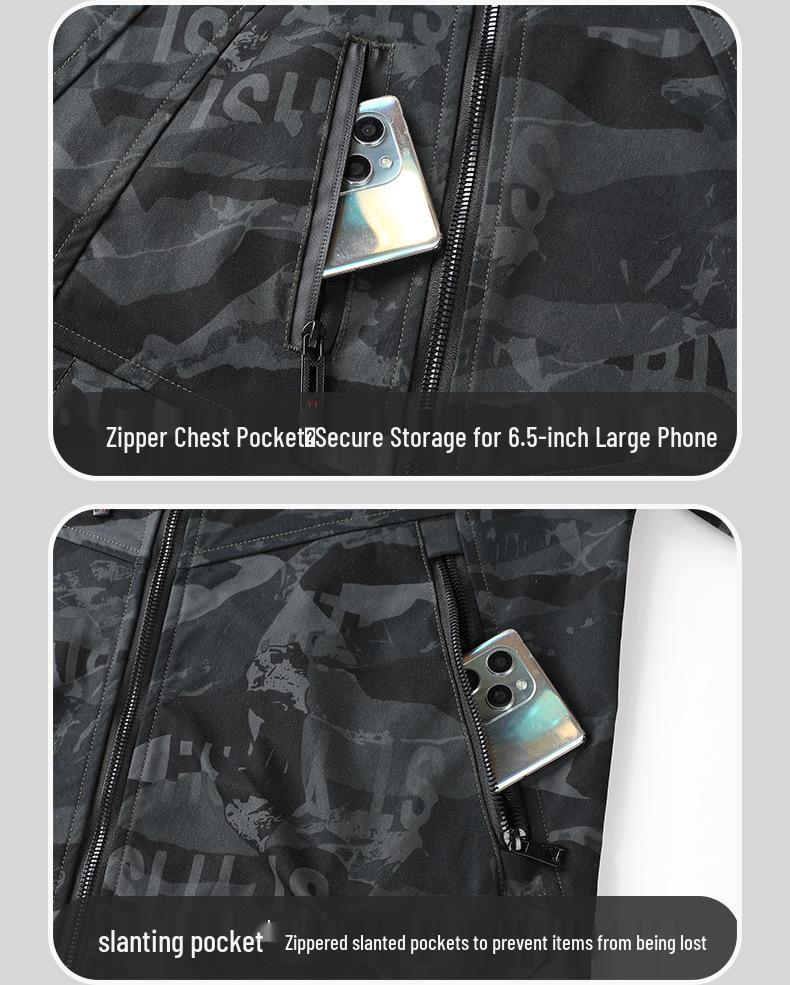 Men's Camouflage Hooded Workwear Set: Protective Mountaineering & Tactical Shell Jacket for Spring/Autumn