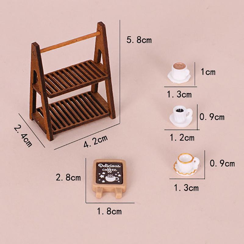 1:12 Dollhouse Miniature Double Layer Dessert Stand Coffee Cup Furniture Home Model Decor Toy Doll House Accessories