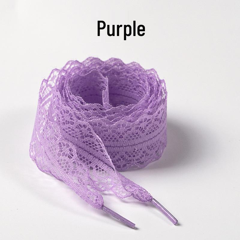Ballet Style Silk Shoelaces with Lace Trim - Colorful & Cute Girly Accessories for German Training Shoes (1 Pair)