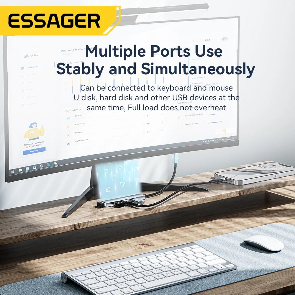 Essager USB HUB USB 3.0 HUB USB 2.0 HUB USB C HUB Type C Многопортовый разветвитель Высокоскоростной 5 Гбит/с для ПК Компьютер Многопортовый USB A Hub