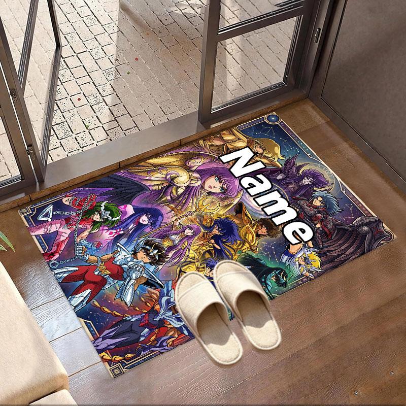 Custom Name Personalized Saint Seiya Print Carpet, Versatile Home Decor Rug, for Playroom, Apartment, Balcony, Entryway, Hallway Gift
