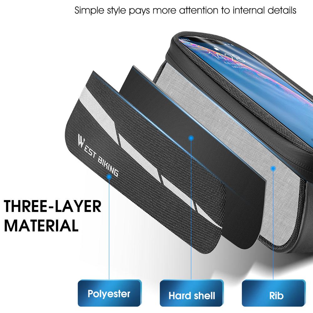 1L Bicycle Bag Reflective Bike Frame Fronttube Bag Touchscreen Mobilephone Bag Cycling Bag Road