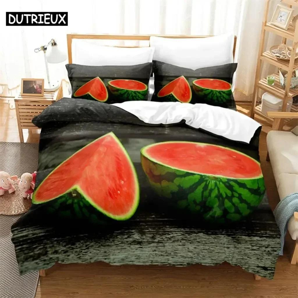 Luxury New 3D Print Summer Fruit Queen Bedding Set Duvet Cover Set Bedding Digital Printing Bed Linen King Size Duvet Cover Set