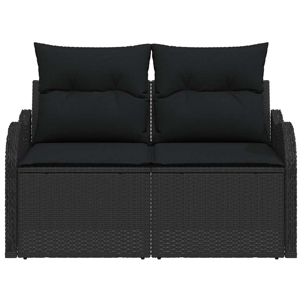 Garden Sofa with Cushions Black 121 x 62 x 69 cm Poly Rattan