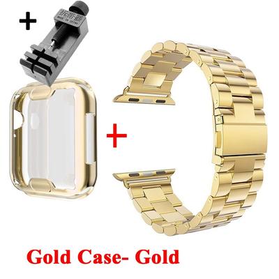 Pasek ze stali nierdzewnej + etui + folia ochronna na ekran do paska zegarka Apple 44mm 40mm 45mm 41mm 38mm 42mm Iwatch Series 7 Se 6 5 4 3 T500 Pro T55