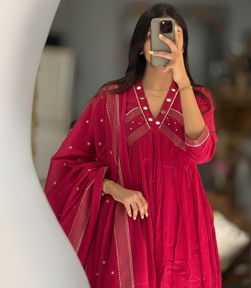 Women's Designer Cotton Kurti Salwar Suit Bollywood Party Wear Top Tunic Kurta Pant Dupatta Set