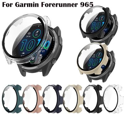 Vollschützende Hülle für Garmin Forerunner 965 Forerunner 265 265S Displayschutzhülle Abdeckung PC 2in1 Schale+gehärtetes Glas Folie