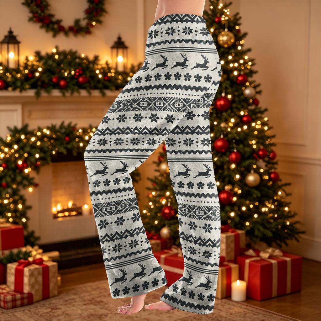 Women's Flannel Christmas Print Pajama Pants, Comfortable Warm Sleep Pants