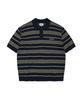 WACKY WILLY Basic Logo Striped Collar Sweater Navy