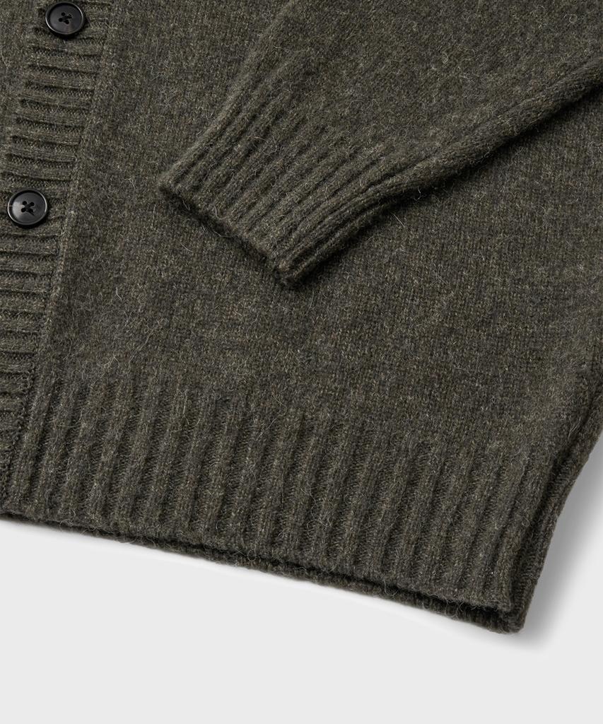 Branded Brushed Alpaca Cardigan [Dark Olive]