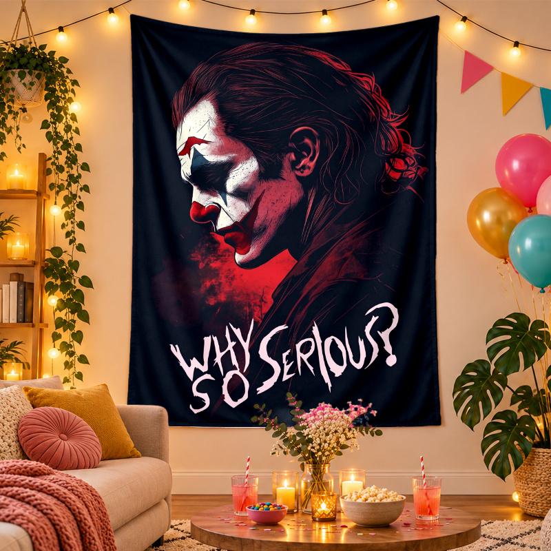 Polyester Wall Tapestry with Joker DC Design, Decorative Hanging for Bedroom Living Room Dorm