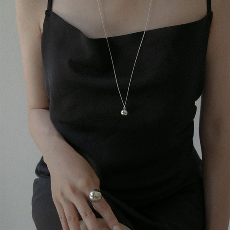 Youngglow Silver925 Silver Ball Long Necklace (2color)