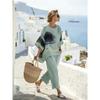 1116 European and American Bohemian Style Printing Suit Women's Loose Casual Shirt Wide-leg Pants Two-piece Set New