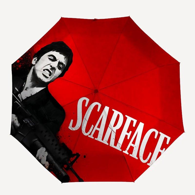 

1pc scarface-poster Automatic Opening/Closing Umbrella with Convenient Three-Fold Design, 8 Iron Ribs - for Outdoor Daily UseA17