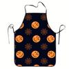 A Vintage Pumpkin Spider Web Apron - a Durable And Easy-To-Clean Polyester Kitchen Apron Featuring Cute Halloween Designs, Suitable for Chefs Cooking 