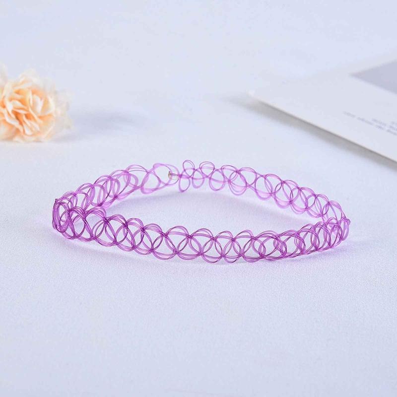 12 Pieces Vintage Hippy Stretch Tattoo Choker Necklaces Elastic Chocker Necklace Plastic Fishing Line Tattoo Necklaces