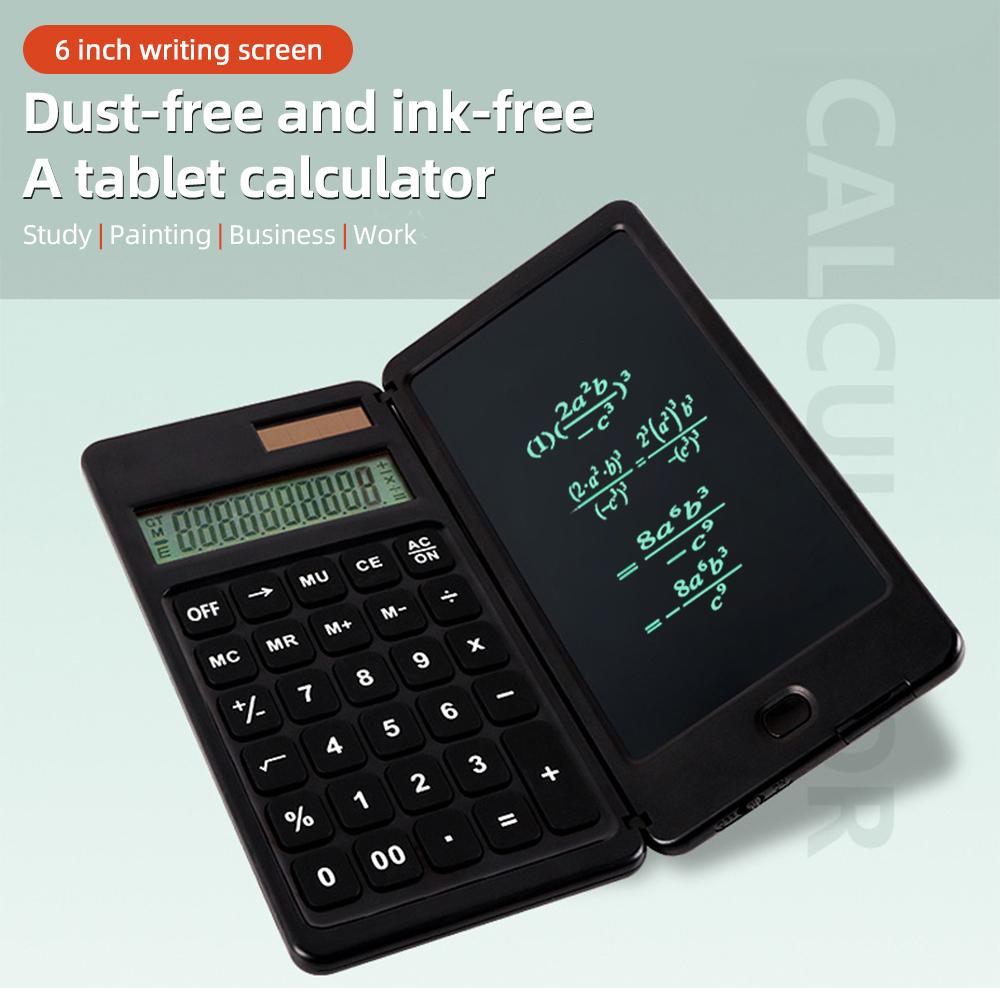 Scientific Calculator with 6 Inch Writing Board and Pen Dual Power Solar and Battery Operated Foldable Functions