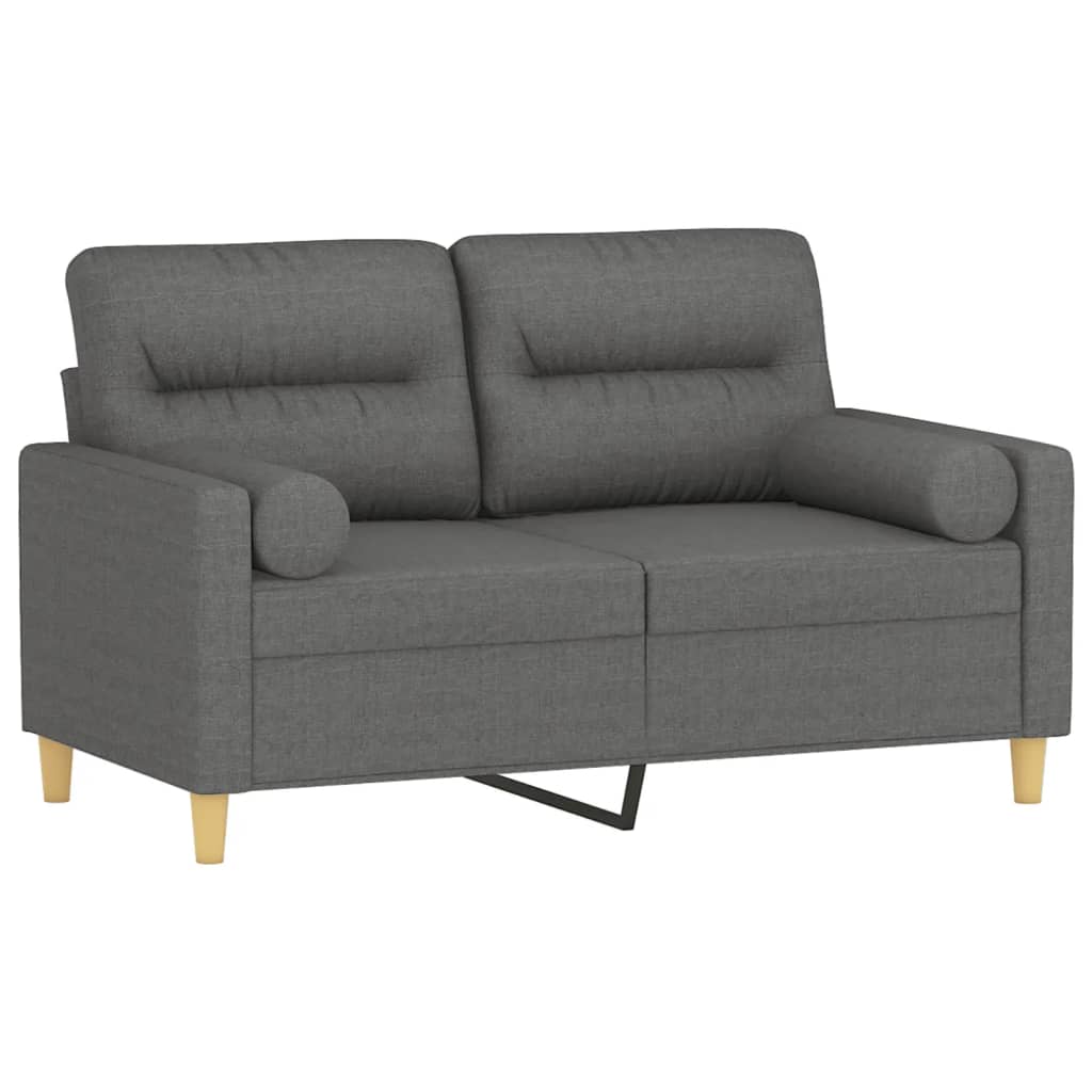 Vidaxl 2-Osobowa Sofa Z Poduszkami, Ciemnoszara, 120 Cm, Tkanina