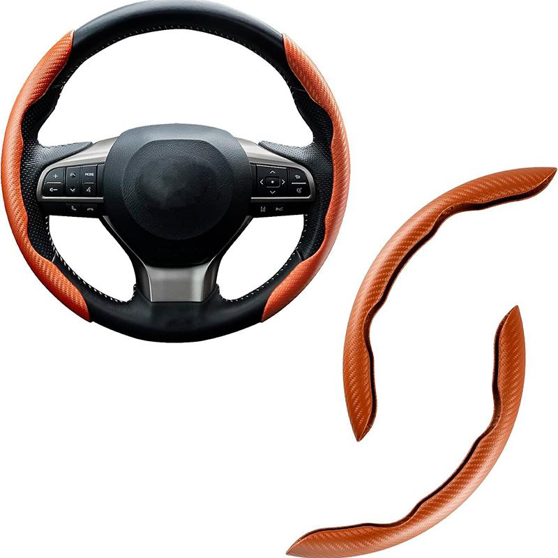 2/3Pcs Carbon Fiber Car Steering Wheel Cover 38Cm Non-Slip Card Cover Auto Steering Wheel Handle Booster Protective Cover
