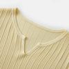 Autumn Water Yi Ren Basic V-Neck Short Sleeve Knit Top with Slit Hem