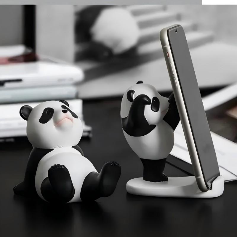 Universal Cute Panda Mobile Phone Holder Stand Modern Resin Sculpture Statue Home Office Desk Decoration