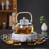 Japanese-Style Handmade High-Temperature Resistant Glass Teapot with Large Bamboo Handle for Brewing