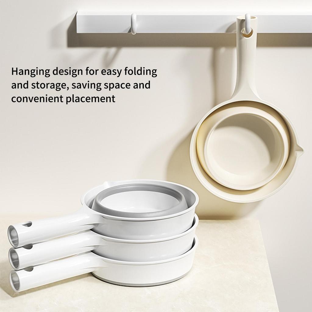 Folding Plastic Water Scoop Long Handle Folding Bath Ladles Kitchen Water Scoop Dipper Washing Camping Tools