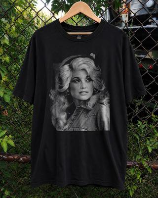 Dolly Parton Portrait Country Music Graphic T-Shirt Black S-5XL