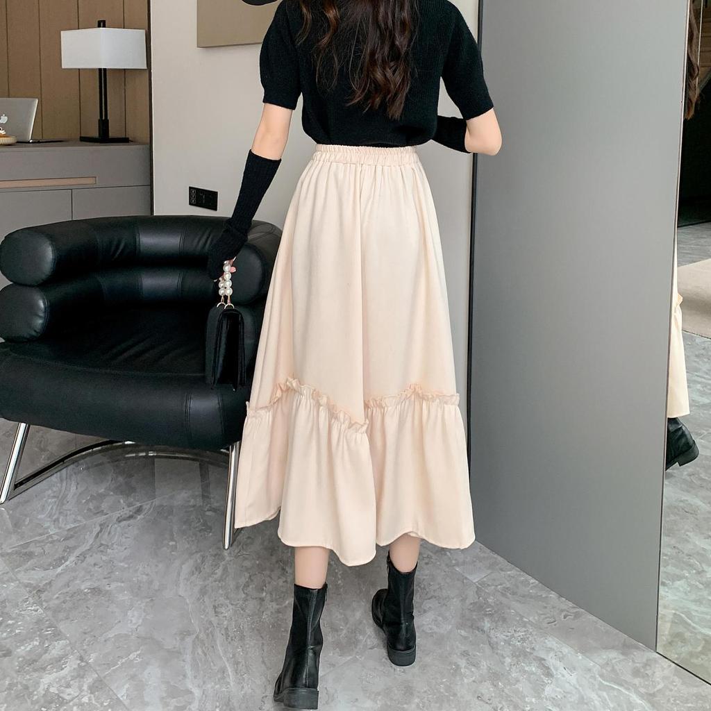 WTEMPO Vintage Corduroy Skirt Autumn Winter High Waist Midi Swing Skirt Women's A Line Dress
