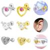Gaibei European & American 3D Heart Ear Stud with Round Zircon Piercing Jewelry