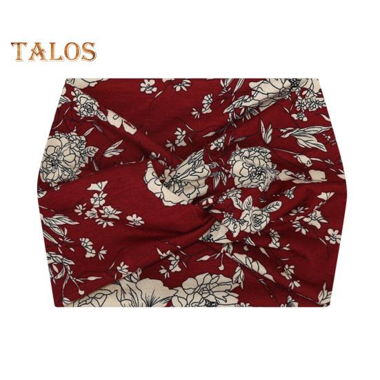 

Широкая витая повязка на голову для женщин, очень большая повязка на голову с этническим принтом для занятий йогой, повязка на голову для волос, витые толстые аксессуары для волос в стиле бохо вино красного