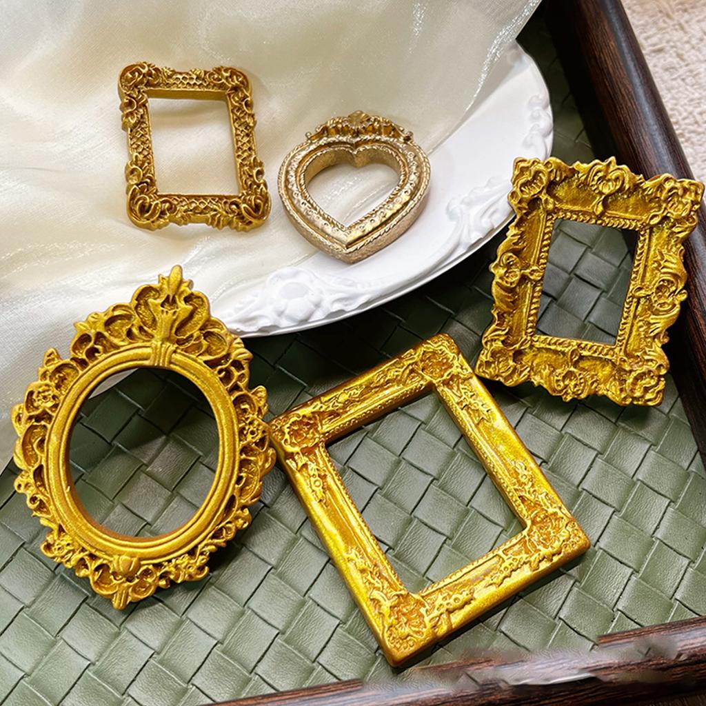 Pack of 10 Gold Small Baroque Style Picture Frames Miniature Picture Frames for Dollhouse Crafts Home Party Decoration