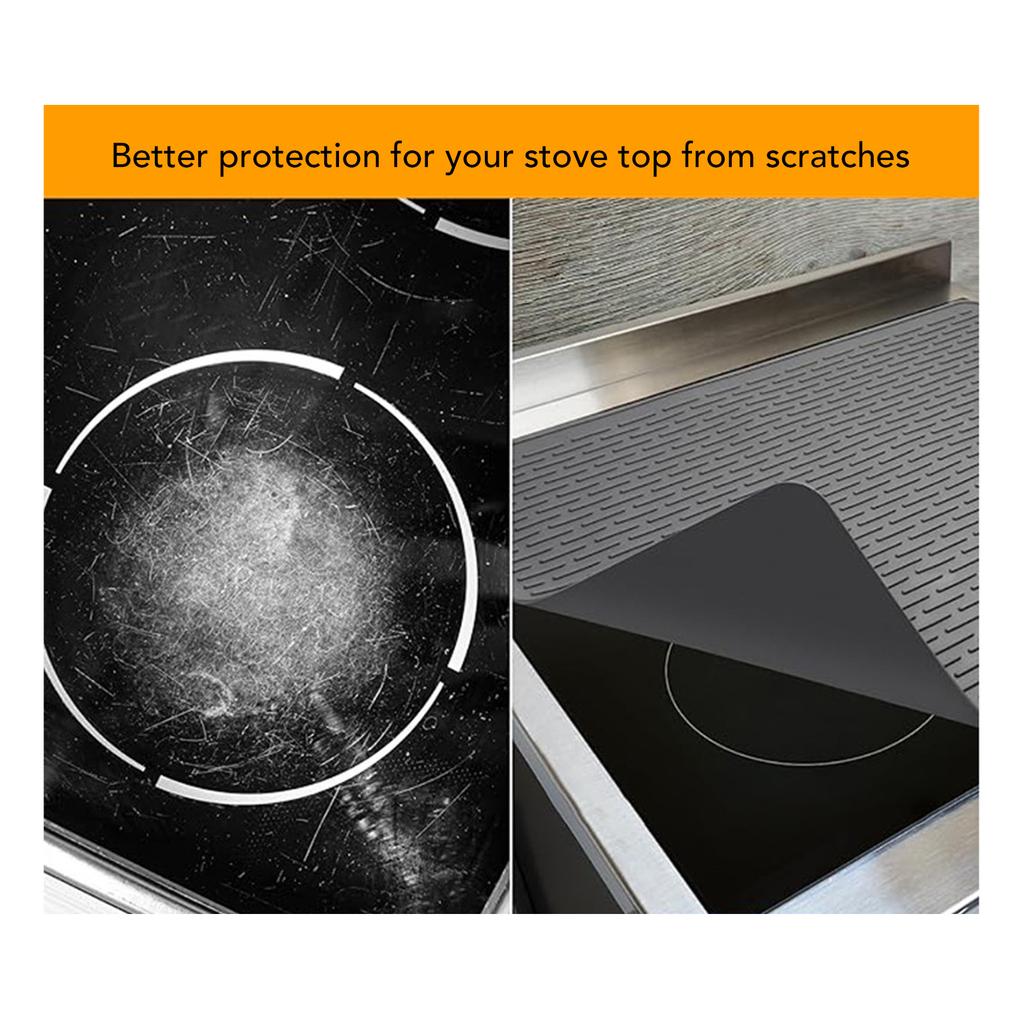Silicone Stove Mat Extra Large Heat Resistant Prevent Scratching Non Slip Silicone Stove Top Protector for Kitchen Black