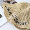 New Straw Hat Female Letter Spring and Summer Hollow Breathable Bucket Hat Seaside Vacation Sun Hat
