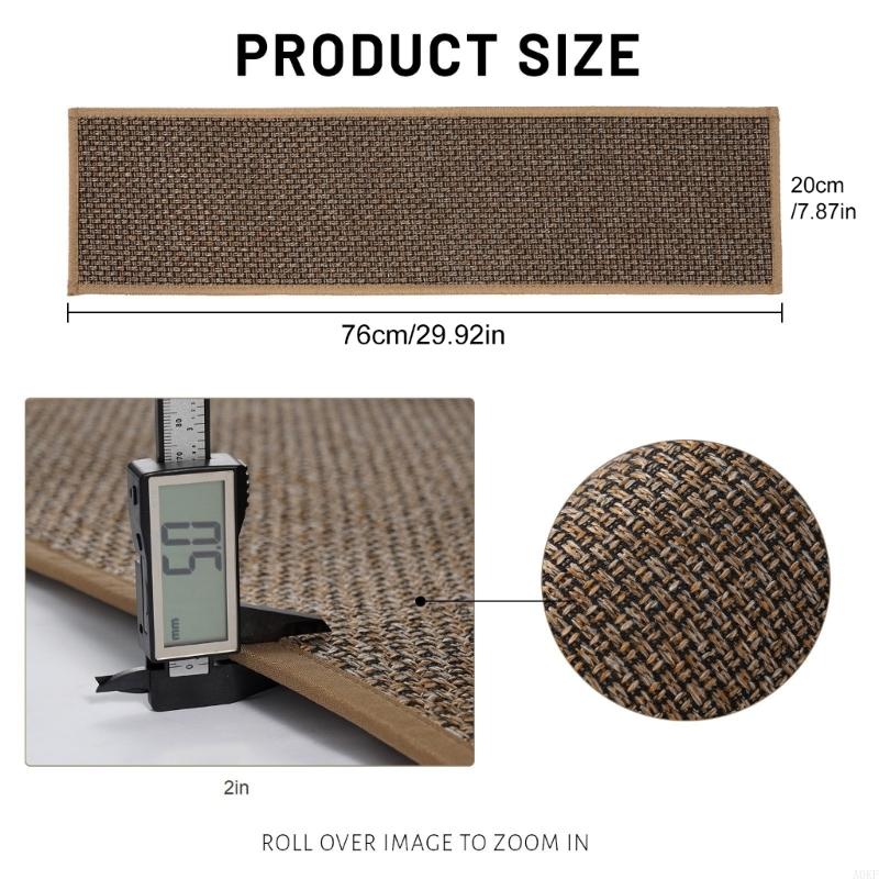 15 Piece Faux Linen Stair Treads Carpets with Rubber Backing Machine Washable A0KF