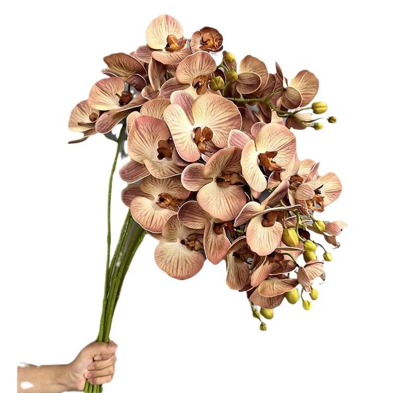 Künstlicher Schmetterlingsorchideen-Zweig mit Real-Touch-Kunstblume Hoteldekoration Silikon-Baumwolle Phalaenopsis Simulationsblumen