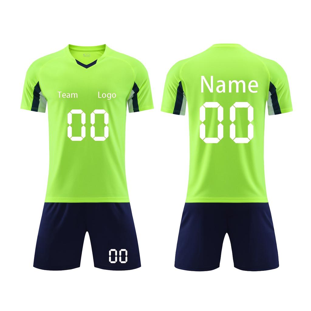 Men Soccer Jersey Set Short Sleeve V Neck Shirt and Shorts Athletic Team Uniform Breathable Quick Dry Sportswear for Training Match