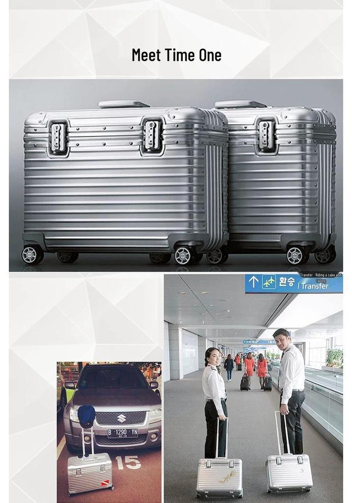 Customizable Aluminum-Magnesium Alloy Travel Trolley Case with Universal Wheels for Men and Women