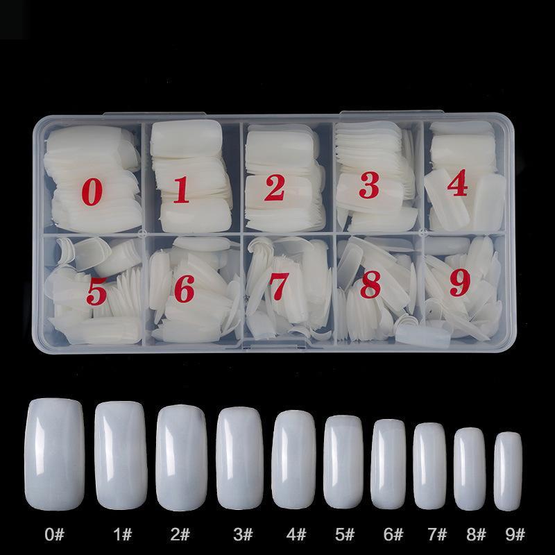 500 Nail Art Pieces/Box, French Manicure Tips, Full-Coverage And Half-Coverage False Nails, Natural White And Transparent