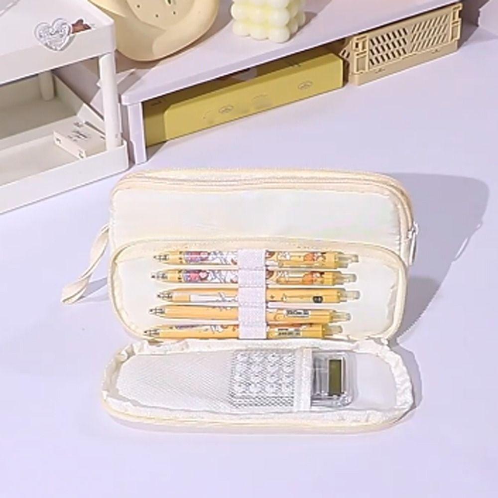 Double-layer Kawaii Pencil Bag Large Capacity Stationery Bag Fashion Ladder Pencil Case  Kids