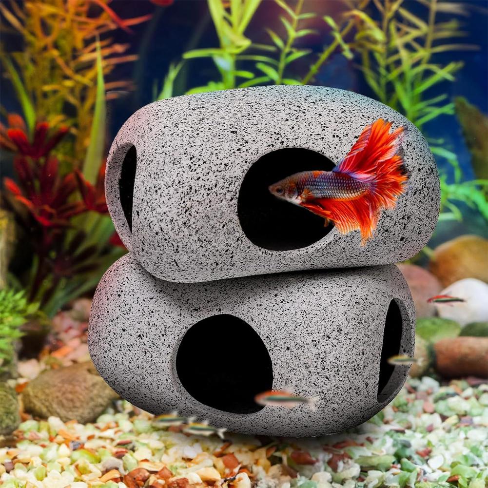 Purple Sand Aquarium Decoration Fish Shrimps Shelter House Pottery Landscaping Ornaments Decor Fish Tank Submarine Cave Decor