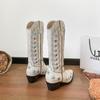 Retro pointed thick heel tall knight boots western cowboy boots European and American style graffiti women's boots 2025 autumn and winter new