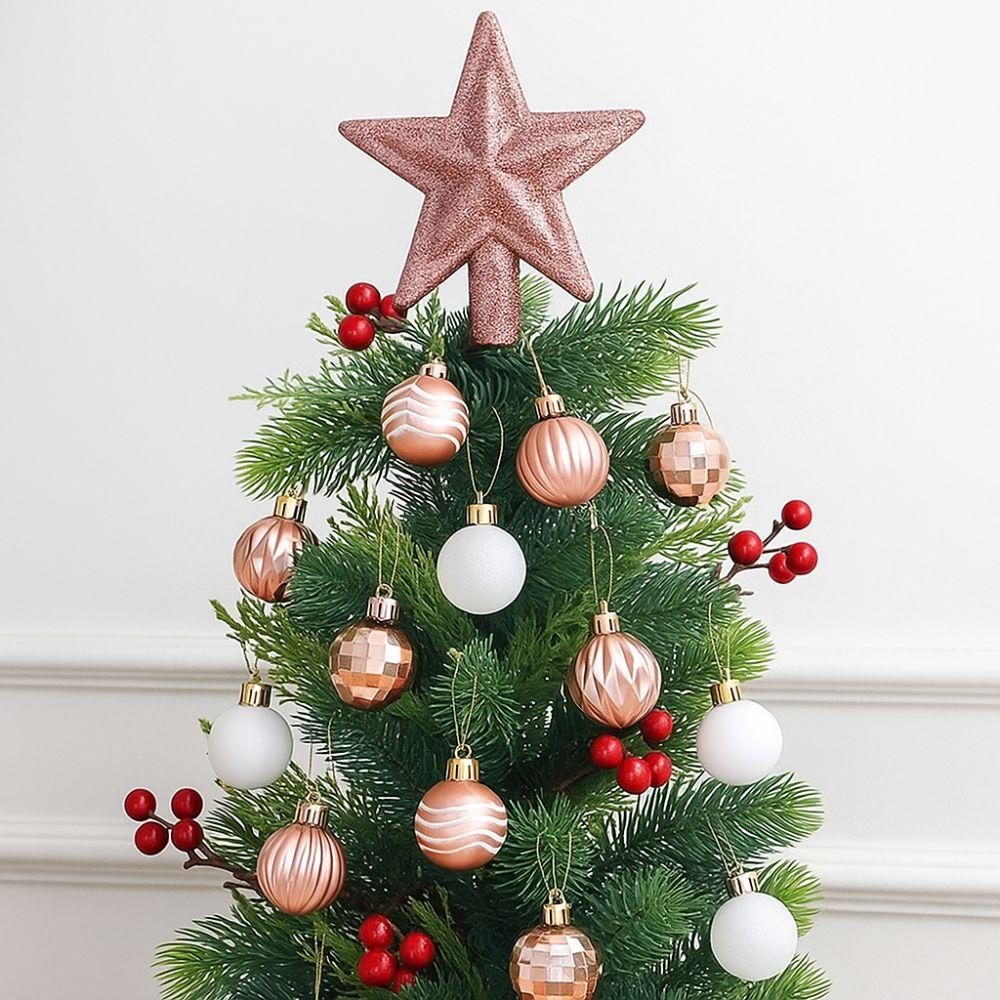 36pcs Glitter Christmas Baubles Plastic Christmas Tree Topper Xmas Tree Hanging Ball  Holiday Party