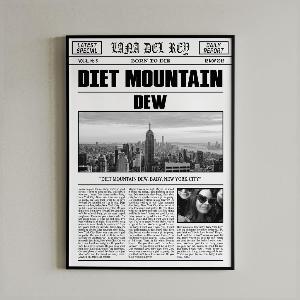 Black and White Lana Del Rey Newspaper Poster Aesthetics Girl Singer Rapper Canvas Painting Print Wall Art Mural Home Room Decor